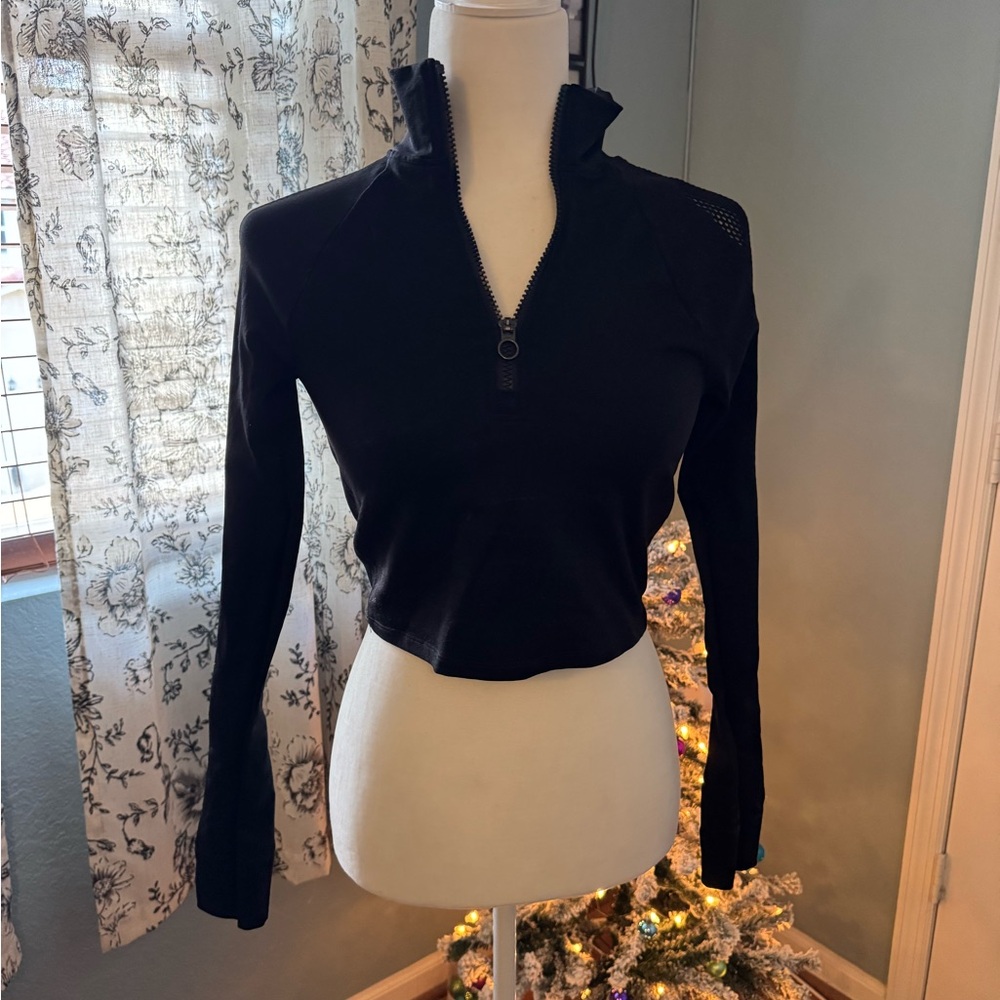 Fabletics Black Long-Sleeve Half-Zip Tunic